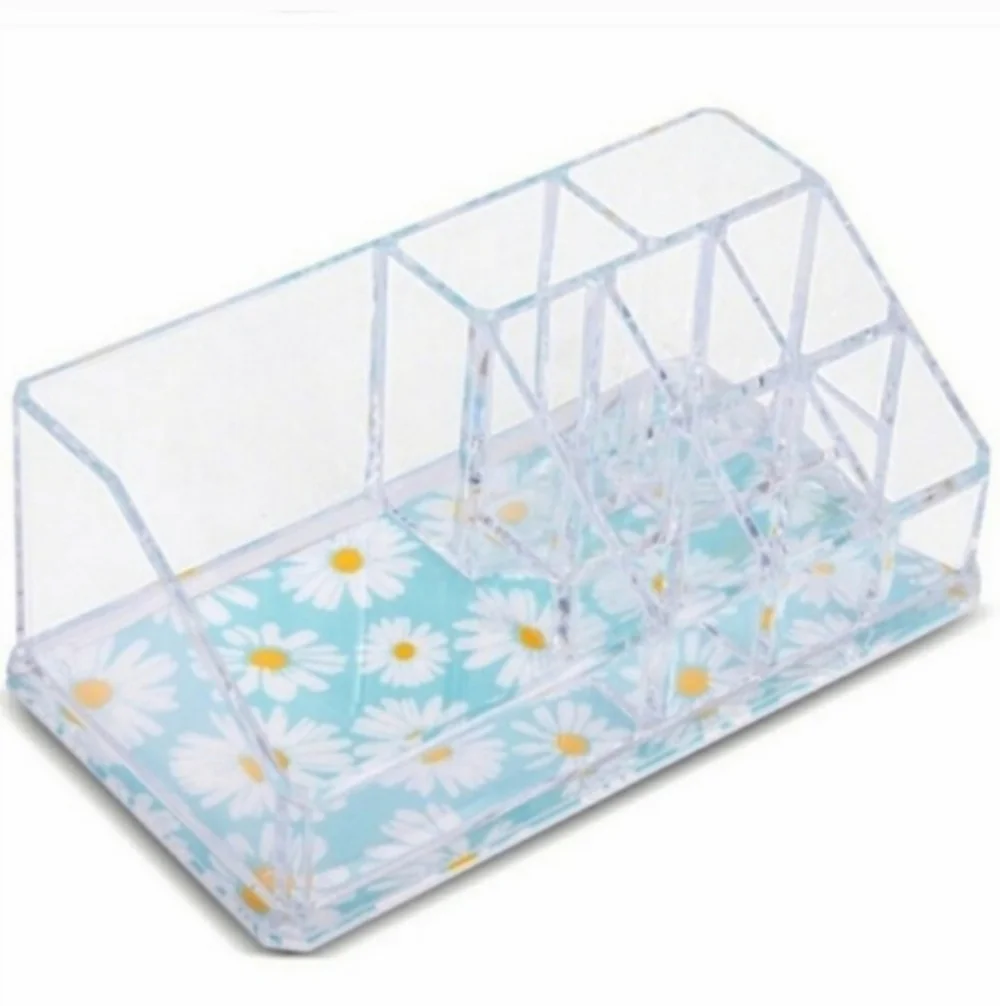 Sorbus Cosmetic Organizer Clear Acrylic Case Daisy Print, New